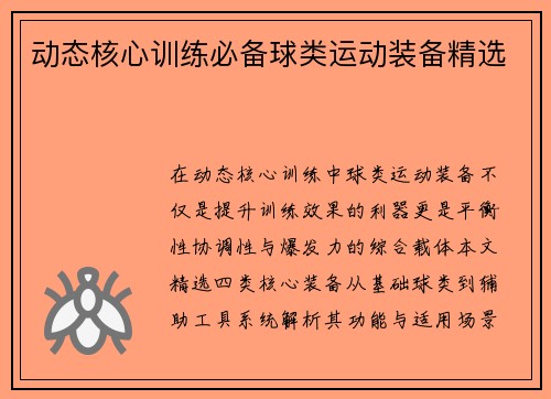 动态核心训练必备球类运动装备精选